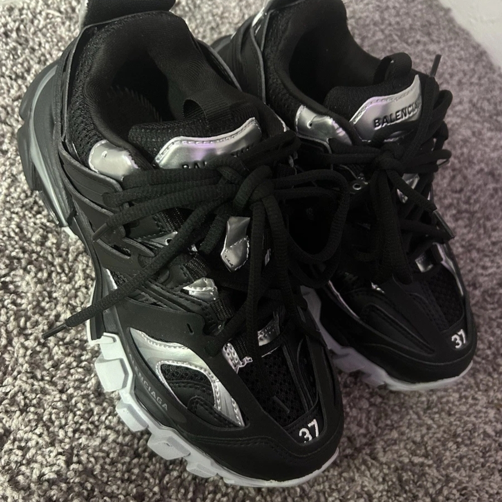 Balenciaga Black and Silver Athletic Shoes